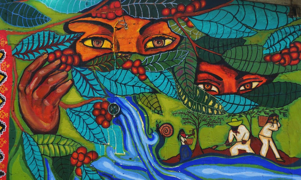 Zapatista coffee mural 