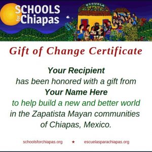 Gift of Change certificate