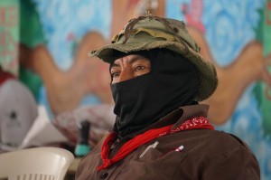 Zapatista leader Commander Tacho in La Realidad during meeting with representatives of the Sixth Campaign and alternative media during Aug. 2014.