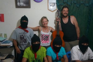Sim and Jamie with civilian Zapatista authorities one year ago.